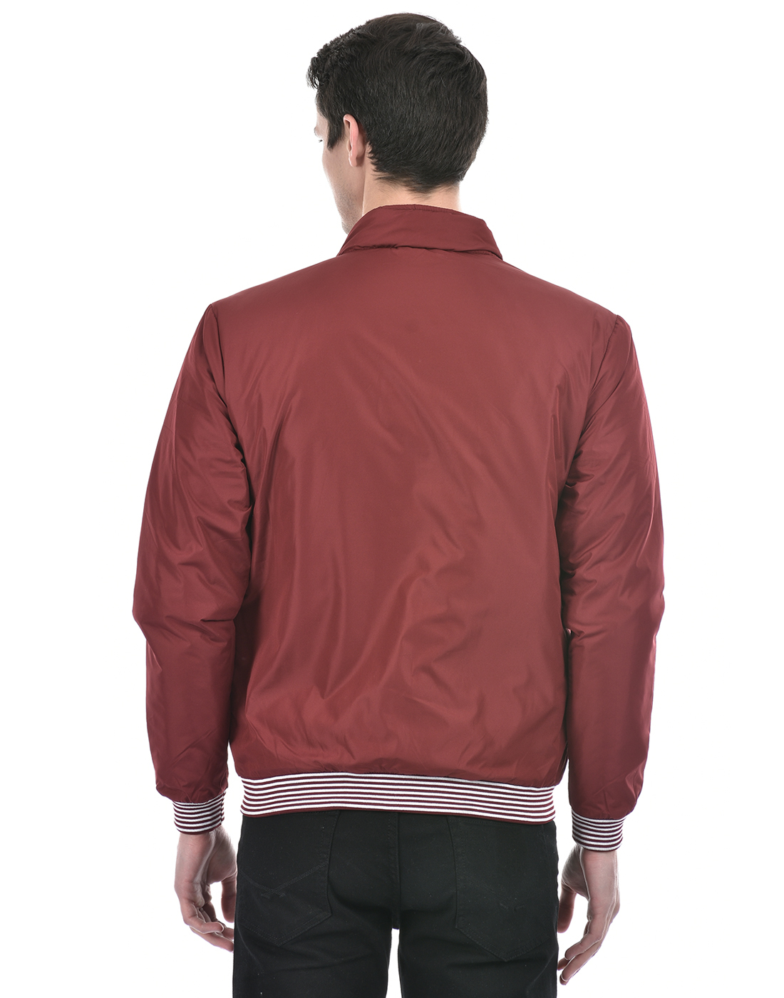 Numero Uno Men Striped Maroon Jacket